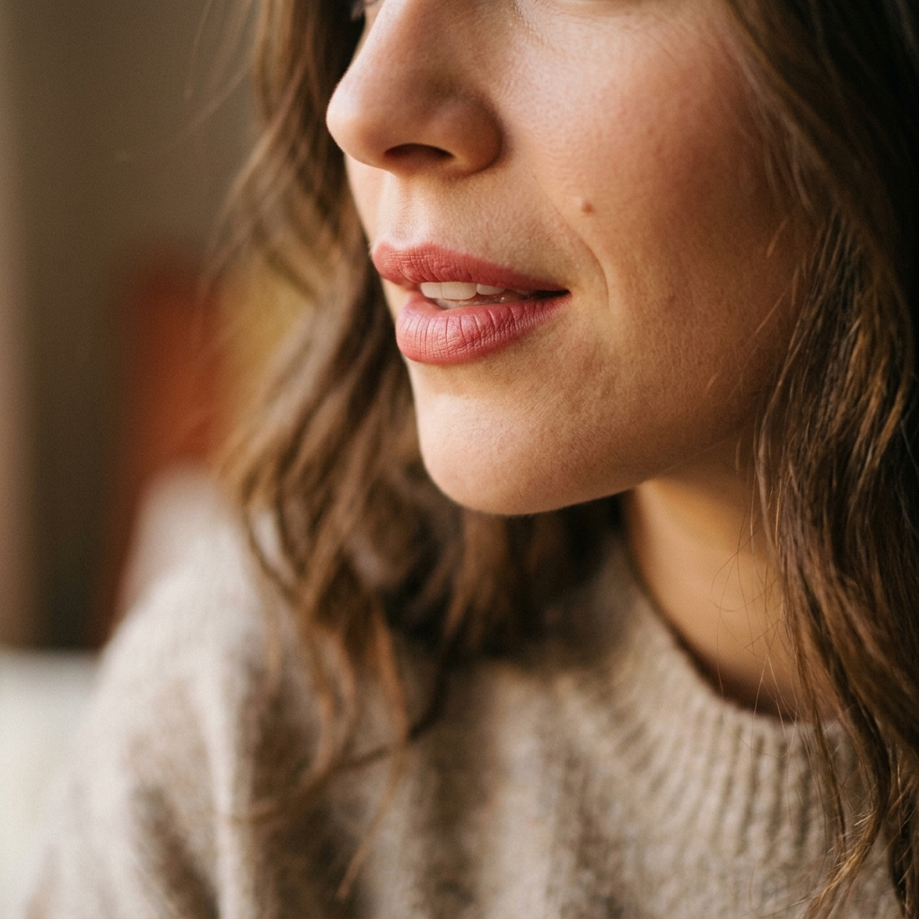 Sinnliche Lippen bei einem Workshop.